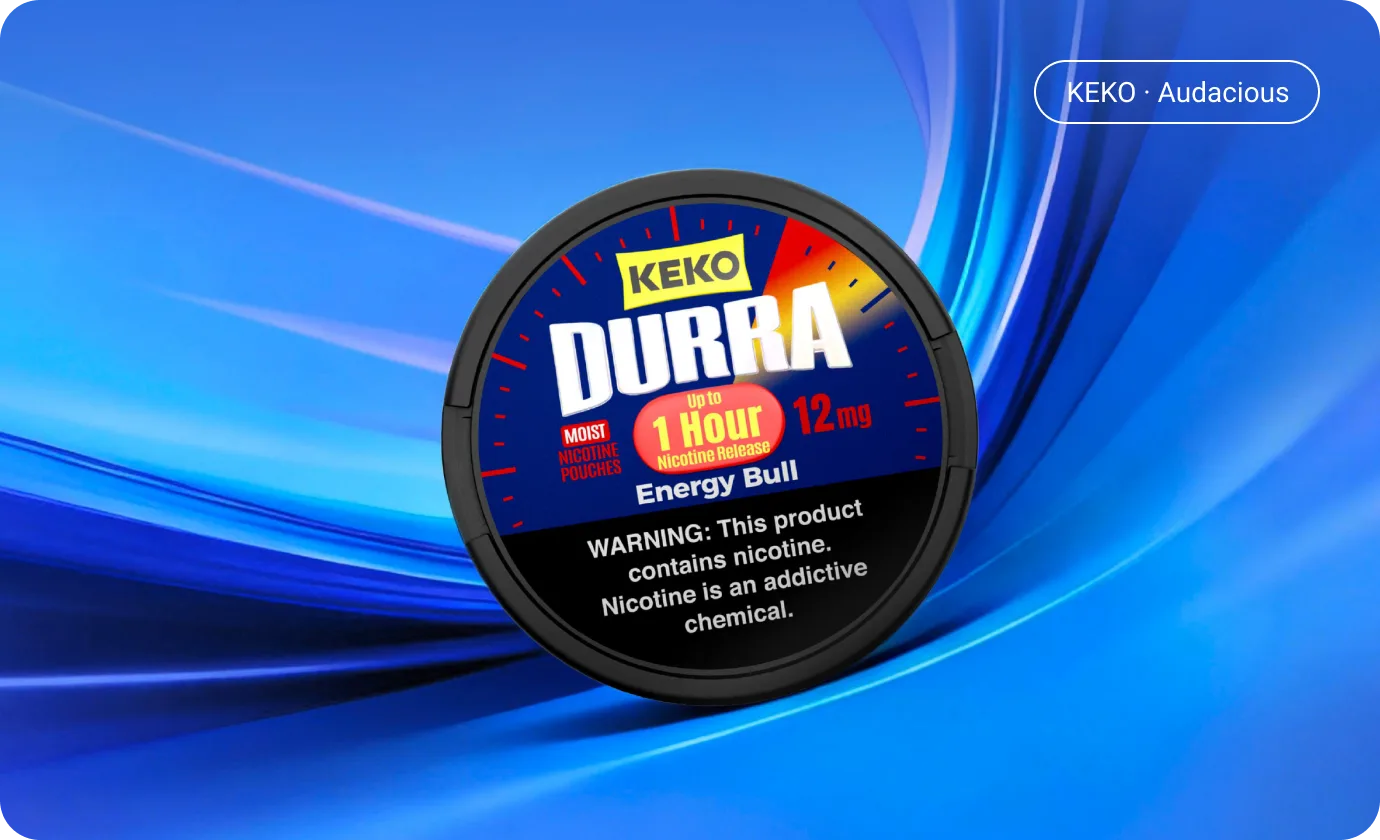 KEKO DURRA Energy Bull nicotine pouch can — KEKO · Audacious